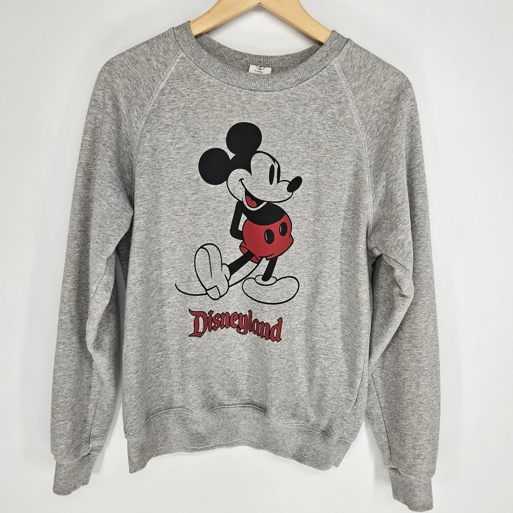 Disneyland Gray Mickey Crewneck Sweater Pullover Womens Small Medium Vtg Vintage